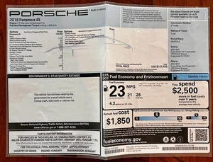 Porsche Panamera 4S Monroney Label 2018 - Bild 1 von 4