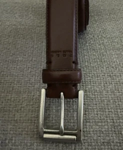 Polo Ralph Lauren Hombre Cinturón Cuero Italiano 36/90 Tono Plateado Hebilla Marrón - Imagen 1 de 8