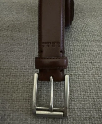 Polo Ralph Lauren Hombre Cinturón Cuero Italiano 36/90 Tono Plateado Hebilla Marrón Foto 1 de 4