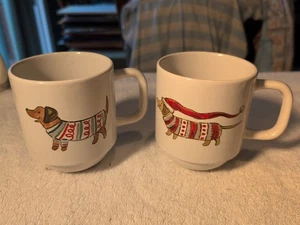 Sheffield Home Pair Coffee Mugs Cups Dachshund Holiday Christmas Winter Sweater - Picture 1 of 3
