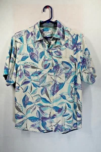 Camicia Tommy Bahama Taglia M 100% Seta Blu Uomo Floreale Hawaiana Camp Colorata - Foto 1 di 9