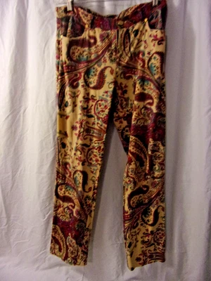 Ralph Lauren Black Label Cotton Paisley Pants Tan  / Purple Size  6  Boho Chic - Image 1 of 4