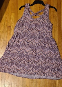 Womens PINK ROSE coral navy blue floral sundress LARGE retro 90s dress western - Picture 1 of 5