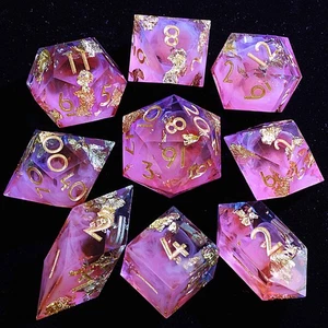 9 Polyhedral Resin DD Dice Set Gilded Fusion Confetti for Dungeons Dragons RPG - Picture 1 of 3