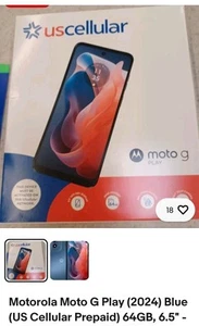 Motorola - Moto G Play (2024) Blue (US Cellular Prepaid) 64GB, 6.5" - Afbeelding 1 van 2
