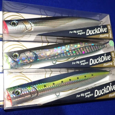 Lápiz de buceo MARIA Yellowtail Tuna GT Topwater Popper PATO BUCEO 190F X 3 JDM Foto 1 de 4