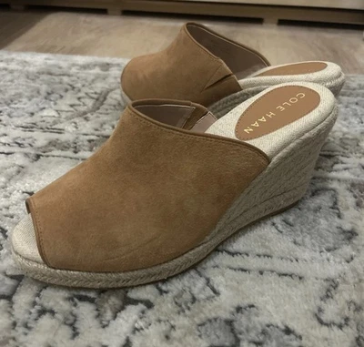 New COLE HAAN tan Suede Espadrille Wedge Heel Shoe Sandal 7 MSRP $160 - Image 1 of 4
