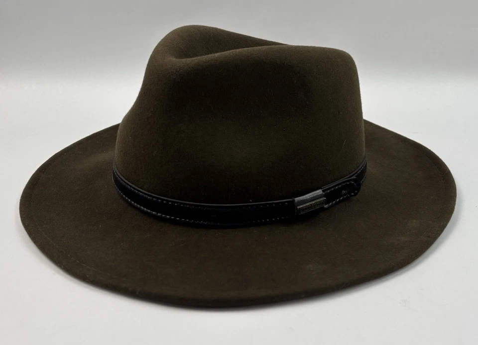 Chapéu Pendleton unissex marrom lã virgem Fedora Outback embalável tamanho XL/7 5/8" - Imagem 1 de 4