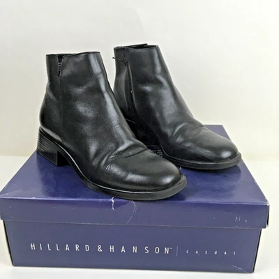 Botas Hillard & Hanson 5 1/2 Mujer Botines Negro Cremallera Cuero con Caja Foto 1 de 4