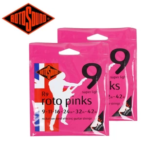 Cuerda de guitarra eléctrica ROTOSOUND R9 Roto Pinks súper ligera/indicadores 9~42 (paquete de 2) - Imagen 1 de 2