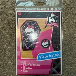 Monster High Post card Thank You 8 ct Envelopes Girls Birthday Party Supplies - Picture 1 of 2