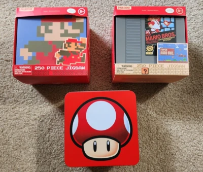 Bundle of 3 Nintendo SUPER MARIO BROS 250 Piece Jigsaw Puzzle & Collector Tin - Image 1 of 4