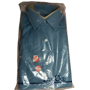 Camisa pequeña vintage de pana con botones azul Dee Cee años 70 para hombre nueva en paquete 14,5 Ls - Imagen 1 de 8