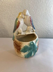 Vintage Love Birds Parrots Wall Pocket Planter Morton Pottery Colorful 1950s - Picture 1 of 10