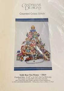 Rare & NEW Candamar Designs Cross Stitch Teddy Bear Christmas Tree Kit 55019 - Picture 1 of 5