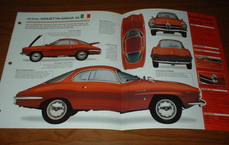 1963 ALFA ROMEO GIULIA SS ORIGINAL IMP BROCHURE SPECS INFO 63 62 61 60 59★★ - Image 1 of 1