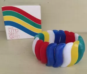 Bracciale Elastico Avon Multicolore 1984 Plastica Estivo Luminoso Nuovo Con Scatola #25 - Foto 1 di 8