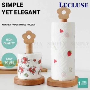 Lecluse Wood Paper Towel Holder Holder Countertop Standing Paper Towel Organizer - Picture 1 of 11