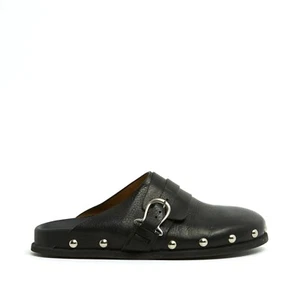 Sartore Mules EU38 Black Leather Studed Clogs Slippers Mules UK5 US7.5 - Imagen 1 de 5