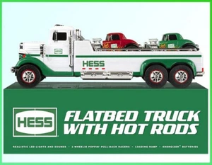 2022 Limited Hess Toy Truck Flatbed Truck With 2 Hot Rods Vehicles Ships today! - Foto 1 di 1