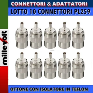 LOTTO 10pz. CONNETTORI UHF MASCHIO PL259 PER CAVI RG58 / RG8 MINI ALTA QUALITA' - Foto 1 di 3