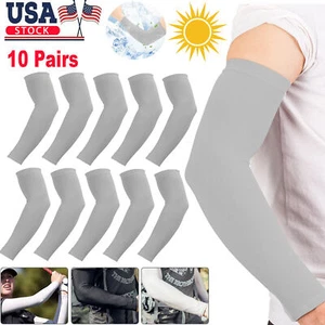 10 Pairs Cooling Arm Sleeves UV Sun Protection Cover Sports Golf For Men Women - Picture 1 of 15