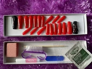KIT Handmade Strong 20 Acrylic Reusable PRESS•ON NAILS Long Coffin Halloween - Picture 1 of 5