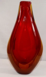 FABULOUS TOZAI HOME 11" ART GLASS VASE RED / ORANGE SOMMERSO VASE AMBERINA - Picture 1 of 9