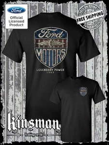 Ford Motors Legendary Power Retro Vintage Style Logo 2-seitig T-Shirt - Bild 1 von 10