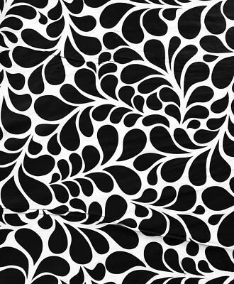 Африканский принт, эластичная хлопчатобумажная атласная ткань — черная, белая «Мими», на ярд - Изображение 1 из 4
