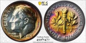 1956 Silver Roosevelt Dime PCGS PR67 PQ Eye Appeal With Stunning Colorful Toning - Picture 1 of 4