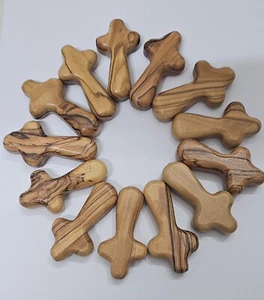 Hand Carved Beautiful Comfort Cross Made From Natural Olive Wood 2.5 Inch(10pcs) - Picture 1 of 9