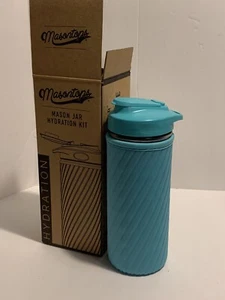 Masontops Mason Jar Hydration Kit Glass Water Bottle w/ Neoprene Turquoise - Picture 1 of 4