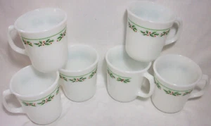 CorningWare Corelle Christmas: HOLLY DAYS: 6 Black Stem Mugs: EXC: NR - Picture 1 of 4
