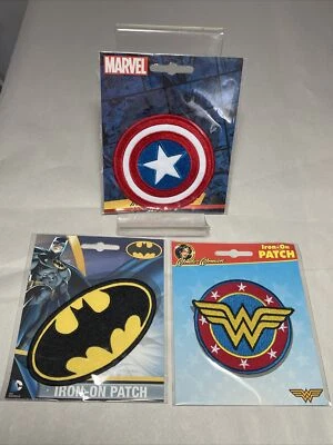 Lot DC Comics  Iron-on Embroidered Patches Wonder Woman Batman Captain America - Image 1 of 4