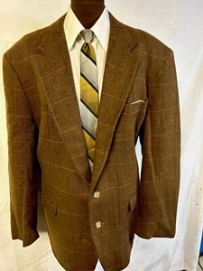 Men’s 70’s Disco Checked Wool Sport Coat Blazer Suit Jacket 44 L Gary Michaels - Picture 1 of 7