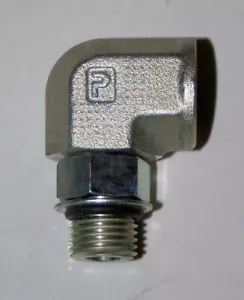 Pipe & Port Steel Straight Thread Elbow 9/16-18 SAE-ORB PARKER 6-AOEG5-S - Picture 1 of 3