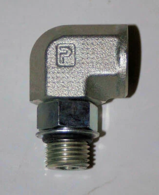 Pipe & Port Steel Straight Thread Elbow 9/16-18 SAE-ORB PARKER 6-AOEG5-S  - Image 1 of 3