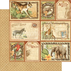RETIRED Graphic45 JUNGLE EXPEDITION (1pc) 12x12 TWO-SIDED PRINTED CARDSTOCK - Picture 1 of 2