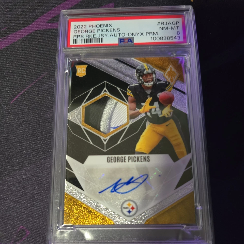 2022 Panini Phoenix - RPA Rookie Auto George Pickens Onyx /25 FOTL PSA 8 - Image 1 of 4