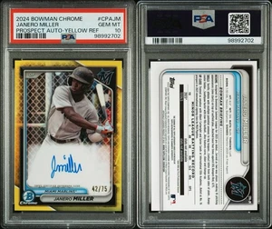 Janero Miller 2024 Bowman Chrome #CPA-JM Prospect AUTOGRAPH Yellow /75 PSA 10 - Picture 1 of 3