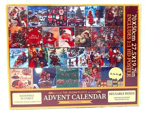CHRISTMAS ADVENT CALENDAR 24 BOXED DAYS - 1008 PC JIGSAW PUZZLE, & POSTER NIB - Picture 1 of 7