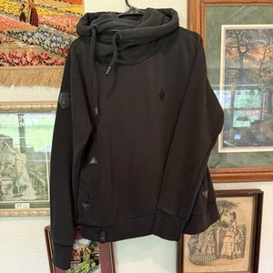 NWOT Naketano RARE Black Women’s Designer Cowl Neck Hoodie Size XL - Imagen 1 de 6