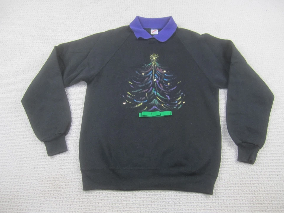 Sudadera vintage Jerzees para mujer grande árbol de Navidad brillo lazo hecha en EE. UU. AÑOS 90 Foto 1 de 4