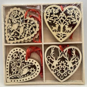 Colgante de madera tallada en astillas de Navidad 12 piezas adornos colgantes de árbol de Navidad - Imagen 1 de 2