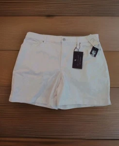 NUEVO CON ETIQUETAS GLORIA VANDERERBILT Mujer Talla 16 Blanco Jean Pantalones Cortos Pierna Relajada Adelgazante  - Imagen 1 de 8