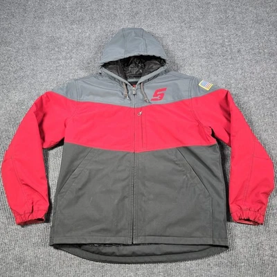 Snap-on Jacket Mens XL Red Gray Black Hooded Commander Workwear American Flag - Image 1 of 4