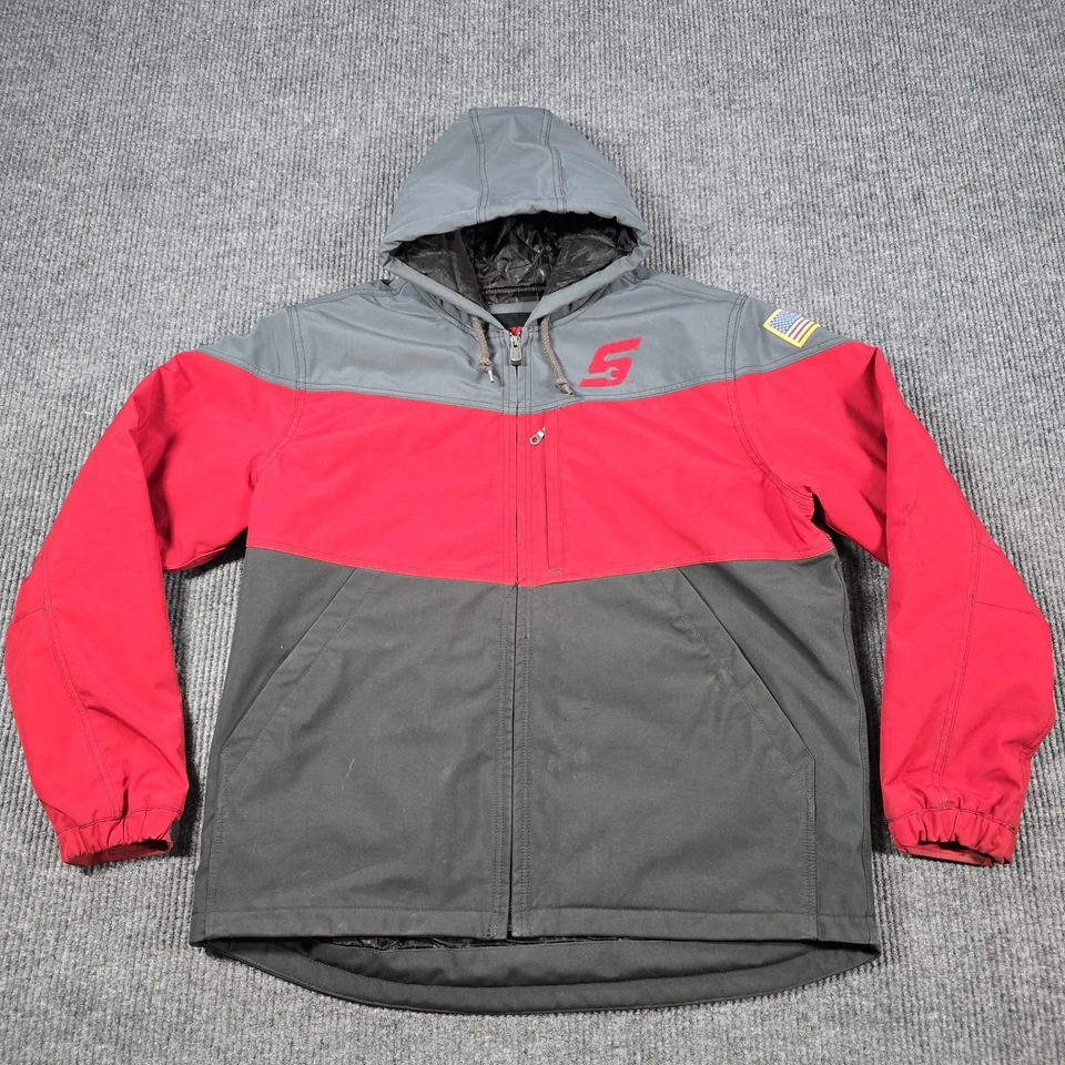 Snap-on Jacket Mens XL Red Gray Black Hooded Commander Workwear American Flag - Image 1 of 4