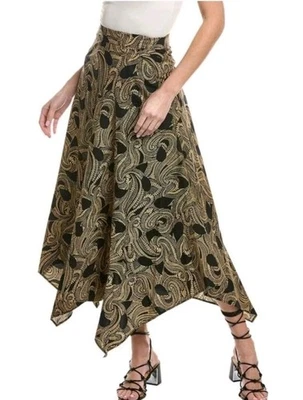 Подлинный A.L.C. NOWT Blanca Midi юбка поплин хлопок носовой платок кромки размер 0 $400 - Изображение 1 из 4