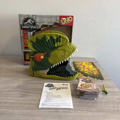 UNO Attack Jurassic World Dinosaur Head Electronic Card Game Tested Working CIB - Image 1 of 4
